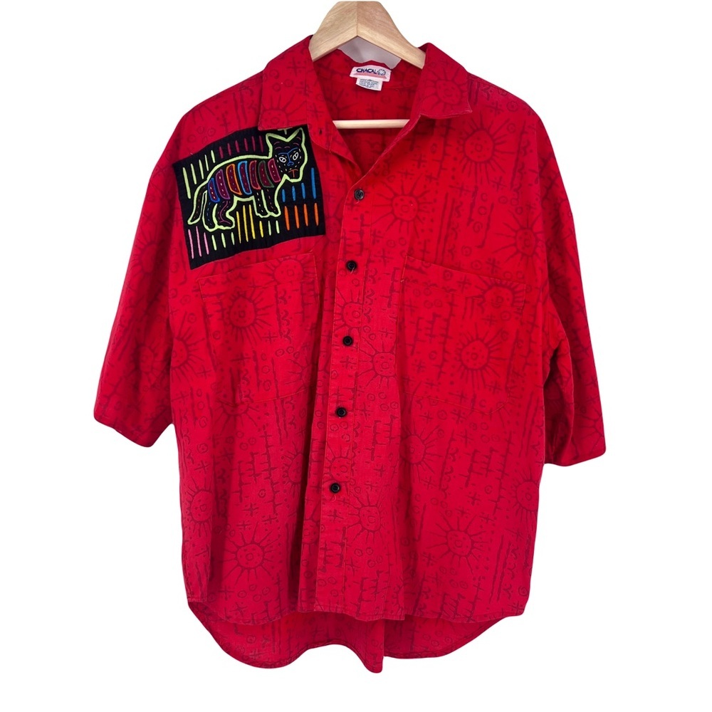 Chacal novelty‎ print shirt parrot cat